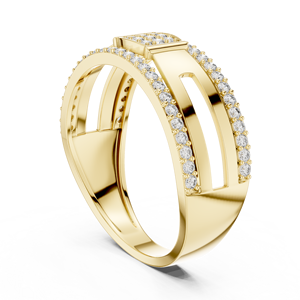 แหวนเพชรผู้ชายแบบสองแถวสุดหรู ทองคำแท้ 14K เพชรทรงกลม DEF VVS เพชรเลี้ยงในห้องปฏิบัติการ แหวนเพชรสำหรับผู้ชาย ขายส่ง - Product Image 4