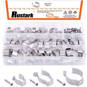 Set di 48 Supporti a U in Acciaio Inox T5 T8 T10 per Montaggio di Lampade LED e Tubi Fluorescenti - Product Image 1