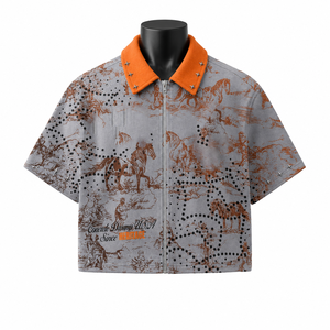 Camisa de Manga Corta con Cierre para Hombre, Estilo Occidental, Casual, Verano, Cuello en Contraste, Ropa Urbana Personalizada, Venta al Por Mayor - Product Image 1