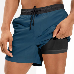 Shorts de course pour hommes à logo personnalisé, séchage rapide, respirants, écologiques, 100% coton, avec cordon de serrage, taille élastique, double couche - Product Image 4