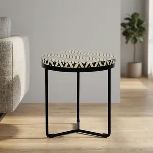 Modern Industrial <b>Glass</b> Metal Nesting <b>Side</b> <b>Table</b> Set with Decorative Gear Shelf Round Accent Furniture for Stylish Home Interior - Product Image 6