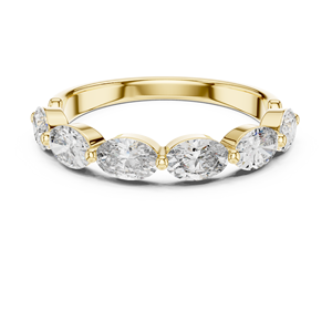 Elegant Oval Shape Lab Grown Diamond <b>Ring</b> Solid Gold 10K 14K 18K / <b>925</b> <b>Silver</b> Women Half Eternity Wedding Band - Product Image 6