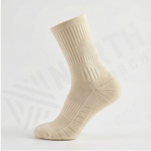 Crew <b>Socks</b> Solid Color 100% Cotton Breathable Knitted for Daily Casual Wear Adults Spring Season Standard Thickness - Product Image 3