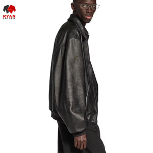 แจ็คเก็ตหนังผ้าเนื้อนุ่มสบาย ซิปปิดแบบสั่งทำพิเศษ พร้อมโลโก้สั่งทำพิเศษ ปกเสื้อพับได้ ยี่ห้อ Ryan Pro Gear - Product Image 5