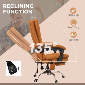 Sedia da Ufficio Direzionale con 4 Modalità di Vibrazione, Reclinabile, Altezza Regolabile, Girevole e in Pelle PU Marrone Chiaro per Casa e Palestra - Product Image 6