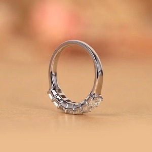 Emerald Cut Diamond Band Solid Gold Lab Grown <b>Half</b> Eternity Ring <b>Step</b> Cut Wedding Band Anniversary Stacking Ring - Product Image 3