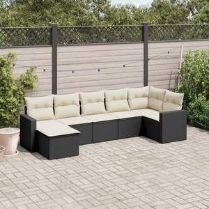 Conjunto de Sofás de Jardín Negros de 7 Plazas, Muebles Modernos de Mimbre y Ratán para Terraza o Patio - Product Image 3
