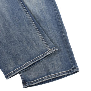 Jean vintage en denim bleu coupe droite ample, effet patiné, fait main, pour homme et femme, collection automne - Product Image 5