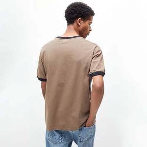 Camiseta Deportiva para Hombre, Cuello Redondo, Transpirable, Color Gris Claro Melange/Marino, Estilo Ringer - Product Image 3