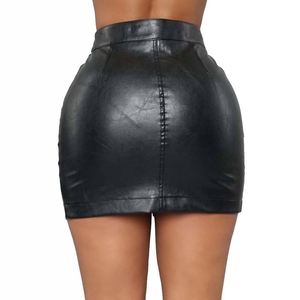 Women's High Waist Faux Leather <b>Mini</b> Pencil Skirt With Zipper Decorations Sexy Club Style Solid Color All Seasons Wear - Product Image 2