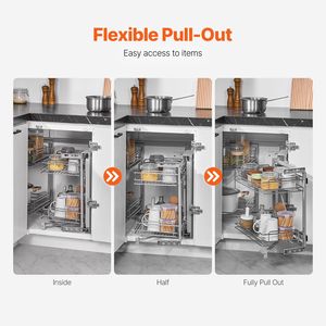 Organizador Extraíble para Esquinas Ciegas de 18 Pulgadas, 2 Niveles, 4 Estantes, Almacenamiento para Gabinetes de Cocina, Acero al Carbono Cromado, Impresionante Organización - Product Image 4