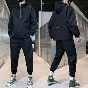 Ensembles coupe-vent à capuche demi-zip personnalisés pour hommes 2024 – Survêtements en nylon deux pièces coupe ajustée avec ceinture épaisse, fabriqués sur mesure - Product Image 6
