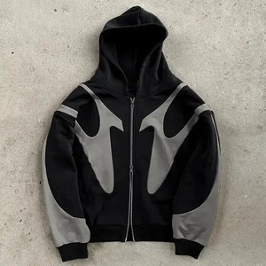 Sudadera con Capucha y Cremallera para Hombre Relevo Industries, Diseño Color Block, Estilo Urbano, Corte Regular, Negro Gris Poliéster, Otoño - Product Image 3