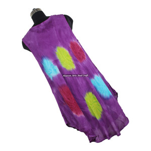 Vestido de rayón tie-dye para mujer, vestido tipo paraguas con diseño colorido, ropa de playa bohemia, vestido largo. - Product Image 3