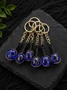Llavero de Obsidiana Índigo con Diseño de Piedra Natural de 25mm, Accesorio de Cristal Portátil para Uso Diario y Regalos - Product Image 4