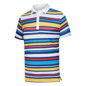 Polo de Manga Corta con Estampado Geométrico Rojo para Hombre, de Secado Rápido, Tejido de Punto, Corte Casual - Product Image 3