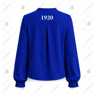 Vêtements de la sororité Zeta Phi Beta en gros, chemise plissée brodée surdimensionnée pour femmes avec manches bouffantes, accessoires grecs - Product Image 3