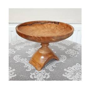 Soporte redondo de madera para tartas, pedestal de madera de mango, servidor de postres hecho a mano, exhibidor de postres para bodas, fiestas, hogar, artesanal de madera. - Product Image 1