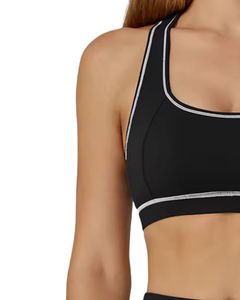 Conjunto Deportivo para Mujer, Bra Deportivo en Contraste Blanco y Negro y Leggings de Cintura Alta, Elásticos, para Yoga, Fitness, Gimnasio, Personalizables, OEM, Venta al Por Mayor - Product Image 4