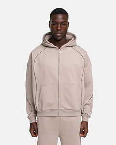 Sudadera con capucha y cremallera para hombre, con forro en contraste, de algodón grueso, estilo casual y urbano, de alta calidad. - Product Image 1
