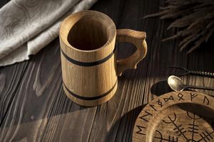 Custom Handmade Polished <b>Wooden</b> Beer <b>Tankard</b> Drinking Mug Eco-Friendly Vintage Rustic Look for Viking Collection Bar Decoration - Product Image 5