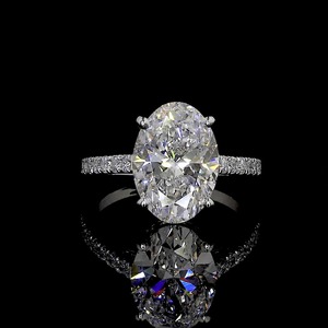 Nouvelle conception, bague de fiançailles et de mariage en diamant de laboratoire ovale 4.0 CT, avec certification IGI, couleur D-E et clarté VVS-VS, pour femmes - Product Image 1