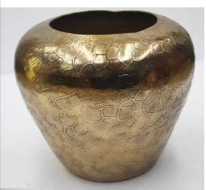 Handcrafted Brass Decorative <b>Vase</b> Textured <b>Gold</b> Finish Luxury Table Centerpiece Modern Home Decor Living Room Office Piece - Product Image 2