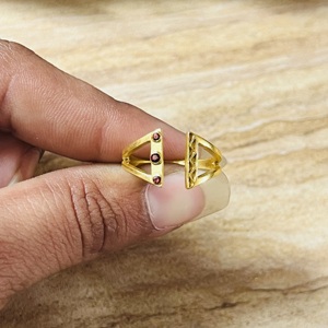 Trend Top Choice Garnet <b>Ring</b> Boho Brass <b>Ring</b> For Men 18k Gold Plated Geometric <b>Open</b> Band <b>Ring</b> Wholesale Statement Handmade <b>Ring</b> - Product Image 2