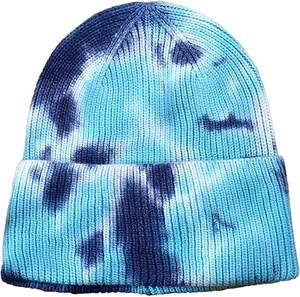 Chapeau en acrylique tie-dye tendance, vente en gros, bonnet personnalisé unisexe, chapeau tricoté chaud pour l'hiver - Product Image 5