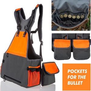 Gilet de chasse haute visibilité orange fluo respirant avec poches pour cartouches et porte-bouteilles - Product Image 5