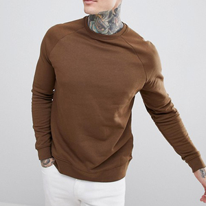 Sweat-shirt en coton marron pour homme, coupe classique, col rond, tricoté, couleur unie, vêtement d'automne décontracté - Product Image 1