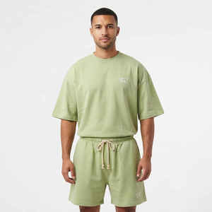 Casual Oversized <b>Shirts</b> Sets LOGO Tracksuit Men's <b>T</b> <b>Shirt</b> and Short Set With Zipper Cotton <b>Polyester</b> Pullover Men's Custom - Product Image 1