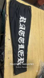 OEM 2026 Sweatpants Men Black White Letter Print Elastic Waist Street Style Midweight Polyester Autumn Casual Pants - Product Image 6