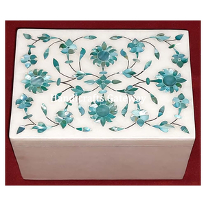 Caja Decorativa con Diseño de Flores de Mármol Rosa al por Mayor - Product Image 1