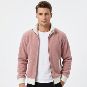 Men's Solid Turtleneck <b>Full</b> <b>Zip</b> Fleece Knit <b>Cardigan</b> Jacket Technical Fabric Winter Anti-Wrinkle Quick Dry Breathable Business - Product Image 2