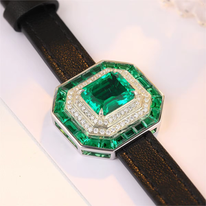 Bracelet de luxe pour femme avec diamant de laboratoire taille émeraude et pierres d'émeraude, alliage de métal précieux, pour un usage quotidien - Product Image 4