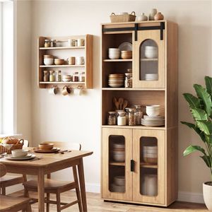 Armoire de rangement autoportante moderne de 59 pouces avec porte coulissante et pieds réglables, armoire de sol assemblée pour salle de bain et salon - Product Image 2