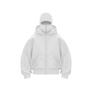 High Quality Men's Street Style Balaclava Hoodie Unisex Full Zip Thermal Winter Jacket with 100% Cotton <b>Polyester</b> - Product Image 4