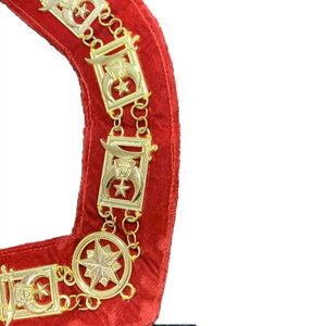 Collier d'officier de réglementation français de la franc-maçonnerie, broderie artisanale sur tissu, collier de cérémonie complet avec chaîne maçonnique - Product Image 6