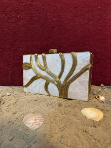 Indian artisian Mother of Pearl Brass Wire Art Clutch Handmade Luxury Evening Wedding Party Minaudiere handbag for women - Product Image 3