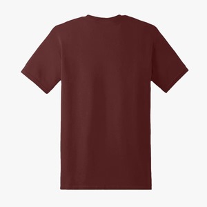 Camiseta de Manga Corta para Hombre, Color Borgoña Sólido, Cuello Redondo, Corte Regular, Estilo Casual de Algodón Tejido - Product Image 3