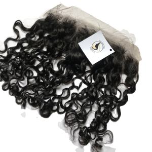 Mechones con conjunto Frontal, cabello humano peruano sin procesar, 100% sin procesar, rizado profundo, encaje Frontal HD, venta al por mayor - Product Image 1