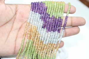 Perles naturelles multi-pierres précieuses à facettes Rondelle perles péridot perles de pierres précieuses perles d'améthyste aigue-marine - Product Image 4