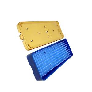 Blue Plastic <b>Needle</b> Holder <b>Case</b> With Yellow Lid Reusable For Laboratory Use - Product Image 2