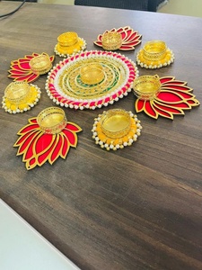 Handcrafted Lotus-Themed Diya Set Traditional Indian Artistry Tealight Holders Perfect For Holding Candles Or Diyas - Product Image 2