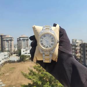 Montre automatique de luxe pour homme en acier inoxydable, entièrement sertie de diamants Moissanite VVS1, vente chaude, directement de l'usine - Product Image 1