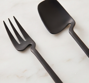 Juego de Cubiertos Minimalistas Negros Mate de 4 Piezas, Cubertería de Acero Inoxidable, Cucharas y Tenedores para Servir, Aptos para Lavavajillas, Uso en Catering - Product Image 2