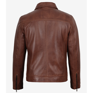 Chaqueta de Cuero Genuino para Hombre, Color Marrón, Calidad Premium 2026, Cuello Camisero, Cierre de Cremallera Frontal, Impermeable, Ecológica - Product Image 2