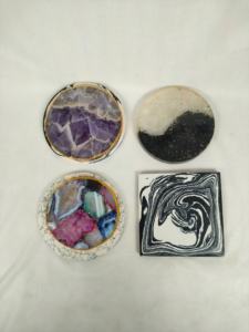 High Quality White Natural Marble Stone Coasters Set <b>Polished</b> Round Party Decorative Drink Coffee Cup Coasters for Drinks sale - Product Image 2