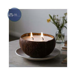 [MEJOR VENTA] |   Recipiente para Velas de Té Hecho a Mano con Cáscara de Coco, Decoración Aromática, Aroma Personalizado, Azul, al por Mayor, Vietnam - Product Image 1